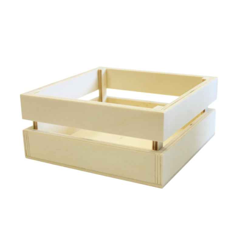 Cesto de Madeira Quadrado 16,5x16,5x7,5 cm